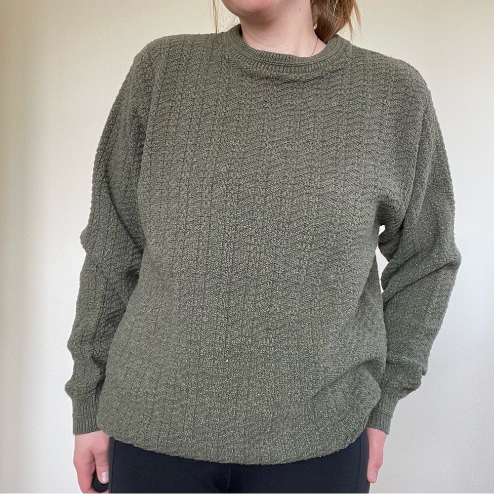 Oscar de la Renta Olive Green Crewneck Sweater